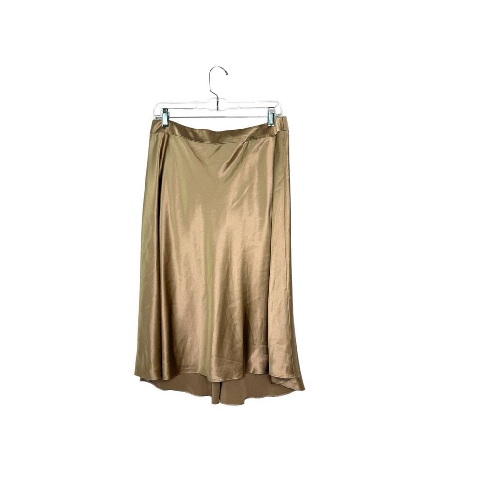 Vintage Talbots Pure Silk Slip Skirt A Line Brown‎ Beige Tan Circle Sz 10 EUC